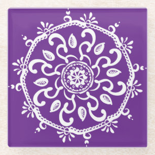 Eggplant Mandala Glasuntersetzer