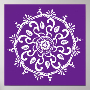 Eggplant Mandala Poster