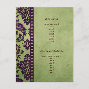Eggplant & Olive Damask HochzeitsInsert Begleitkarte