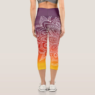 Eggplant Orange und White Mandala Yoga Capri
