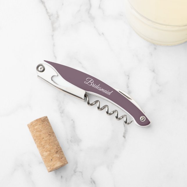 Eggplant Personalisiert Wedding Bridesmaid Kellnermesser (Vorderseite)