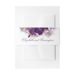 Eggplant Purple Flowers Elegante Wedding Einladungsbanderole