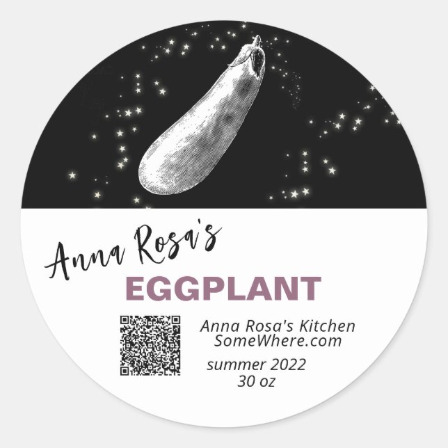 *~* EGGPLANT QR AP30 DEHYDRATED CANNING FREEZE RUNDER AUFKLEBER (Vorderseite)