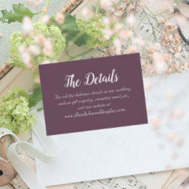 Eggplant Simple Style Wedding Details Begleitkarte