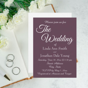 Eggplant Simple Style Wedding Einladung