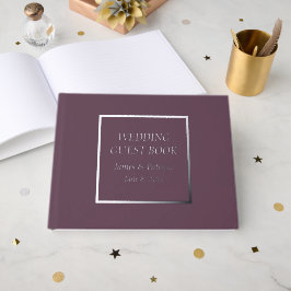 Eggplant Simple Stylized Lettering Wedding Gästebuch