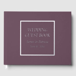 Eggplant Simple Stylized Lettering Wedding Gästebuch