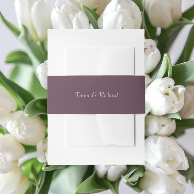 Eggplant Simple Stylized Name Wedding Einladungsbanderole (In Situ Wedding)