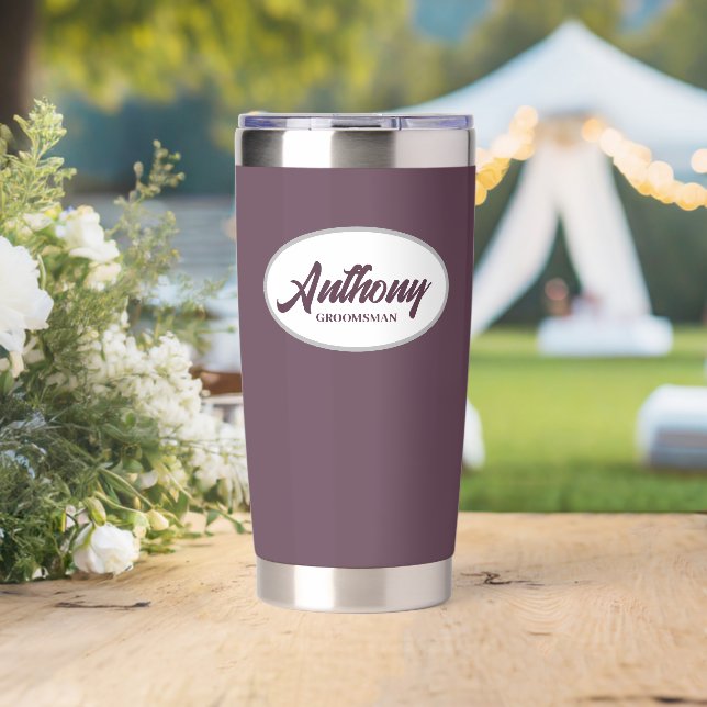 Eggplant Stylized Wedding Trauzeuge Thermobecher (Hochzeit (gedreht))
