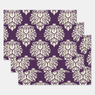 Eggplant Südliche Hütte Damask Geschenkpapier Set