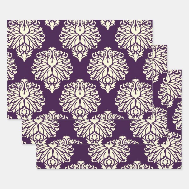 Eggplant Südliche Hütte Damask Geschenkpapier Set (Set)