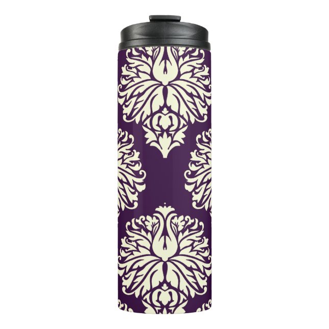 Eggplant Südliche Hütte Damask Thermosbecher (Vorderseite)