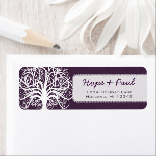 Eggplant Swirl Tree Return Address Label