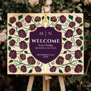 Eggplant Sword Shield Fantasy Wedding Begrüßungsze Poster