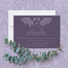 Eggplant Tree of Life Wedding RSVP Karte