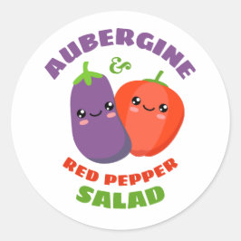 Eggplant und Red Pepper Salat Runder Aufkleber
