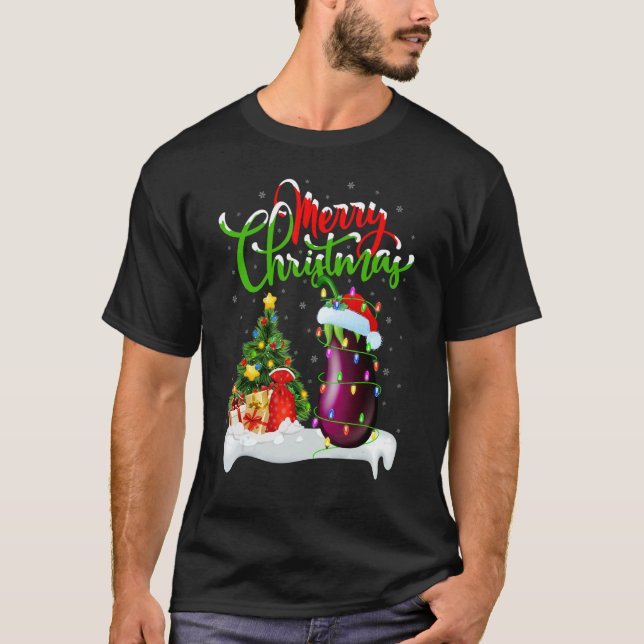 Eggplant   Xmas Decorations Santa Eggplant Christm T-Shirt (Vorderseite)