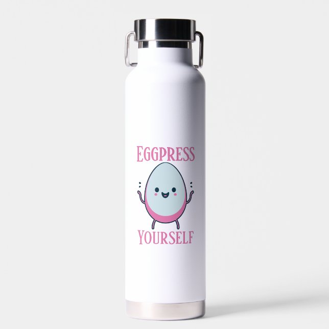 Eggpress Yourself" Funny Puff Trinkflasche (Vorne)