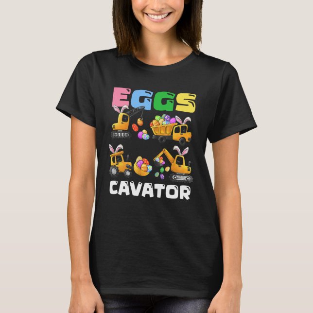 Eggs Cavator Easter Bunny Construction Trucks Boys T-Shirt (Vorderseite)