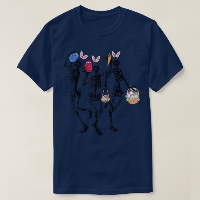 Eggs Easter Day Skeletons Dancing Bunny Ear T-Shirt (Design vorne)