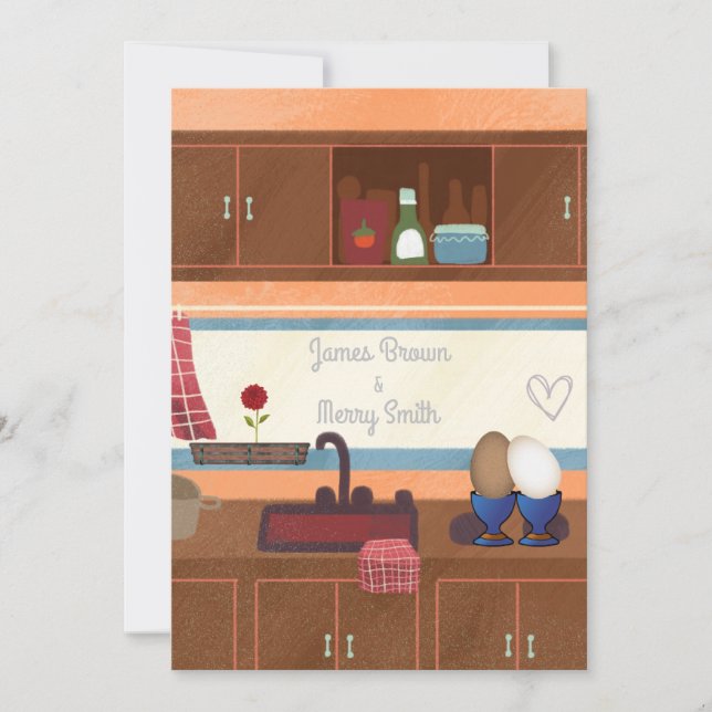 Eggs Kitchen Window Red Blume Heart Wedding Einladung (Vorderseite)