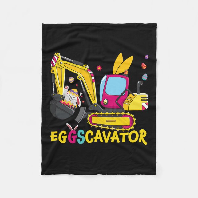 Eggscavator Happy Osterfest Gezwitscher Bagger Jag Fleecedecke (Vorderseite)