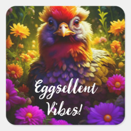 Eggsellent Vibes! | Hübsche, farbenfrohe Hühnerart Quadratischer Aufkleber