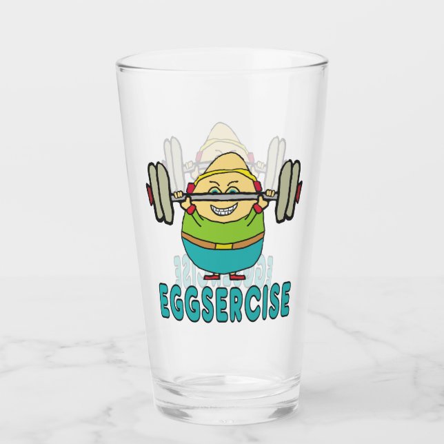 Eggsercise Egg Pun Übung Glas (Vorderseite)