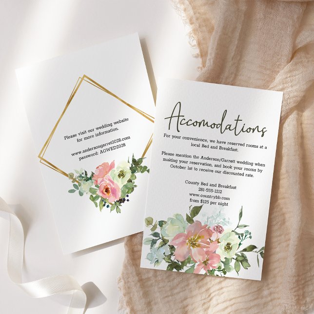 Eggshell and Blush Floral Wedding Card Begleitkarte (Von Creator hochgeladen)