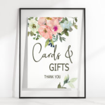 Eggshell and Blush Floral Wedding Card & Gifts