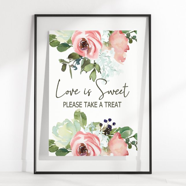 Eggshell and Blush Floral Wedding Liebe ist süß Poster (Von Creator hochgeladen)