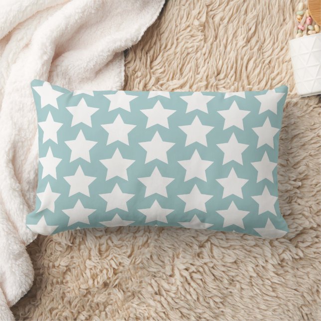 Eggshell Blue & White Stars Kinder/Kinderzimmer Lendenkissen (Decke)