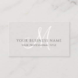 Eggshell Linen Simple Minimal Monogram Visitenkarte