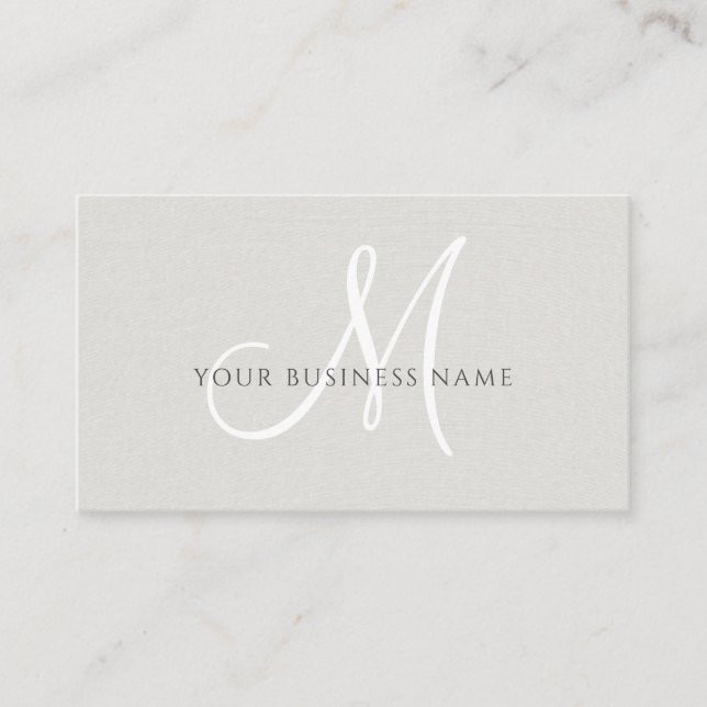 Eggshell Linen Simple Minimal Monogram Visitenkarte (Vorderseite)