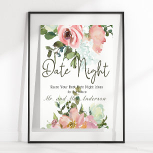 Eggshell und Blush Elegantes Blumenmuster Poster