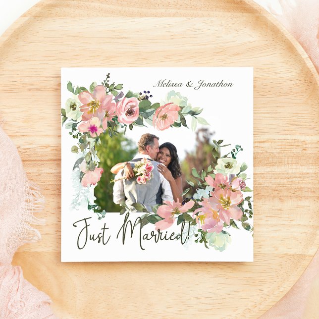 Eggshell und Blush Floral Just Married Einladung (Von Creator hochgeladen)