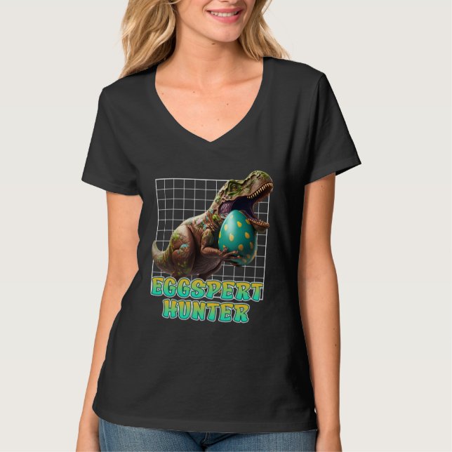 Eggspert Easter Eggs Hunt Dinosaur Easter Bunnies  T-Shirt (Vorderseite)
