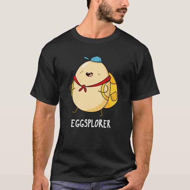 Eggsplorer Funny Egg Explorer Puck Dark BG T-Shirt (Vorderseite)