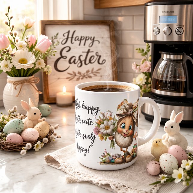 Eggstra Happy Easter Art with Customizable Name Kaffeetasse (Von Creator hochgeladen)