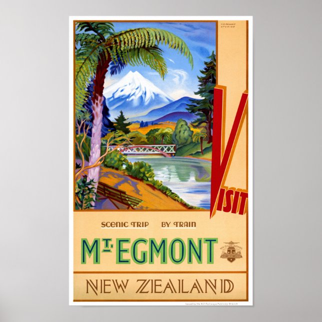 Egmont New Zealand Vintage Travel Poster (Vorne)