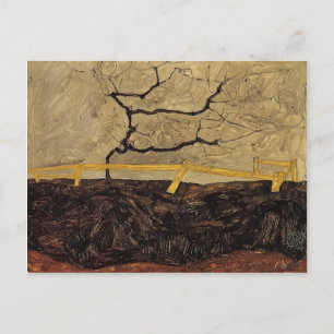 Egon Schiele - Bare Tree hinter einem Zaun Postkarte