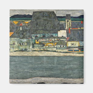 Egon Schiele casas junto al rio ciudad vieja. Magnet