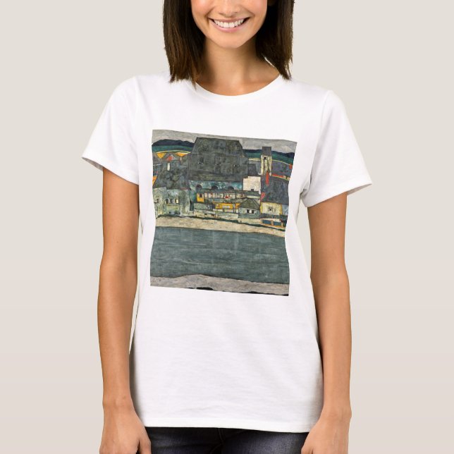 Egon Schiele casas junto al rio ciudad vieja. T-Shirt (Vorderseite)