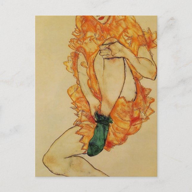 Egon Schiele - Der grüne Strumpf Postkarte (Vorderseite)