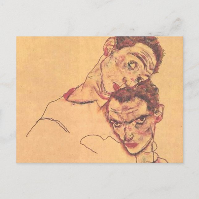 Egon Schiele - Doppeltes Selbstportrait Postkarte (Vorderseite)