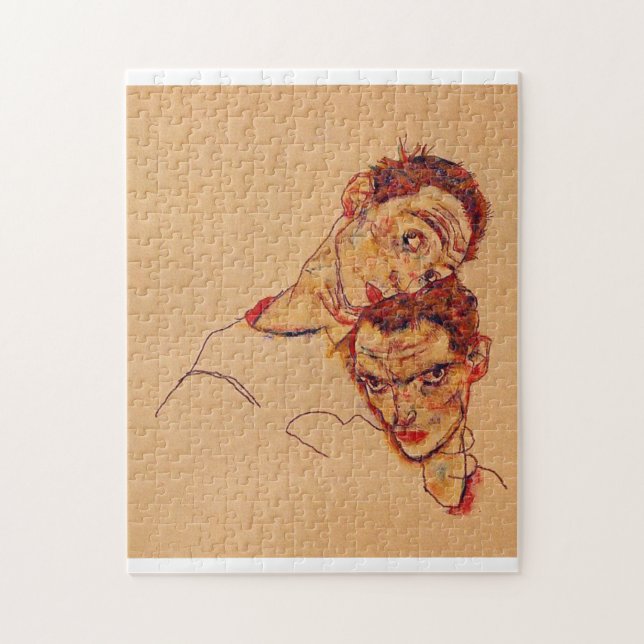 Egon Schiele - Doppeltes Selbstportrait Puzzle (Vertikal)