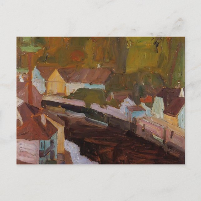 Egon Schiele - Dorf am Fluss Postkarte (Vorderseite)