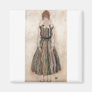 Egon Schiele - Edith Schiele im Stripkleid 1915 Magnet