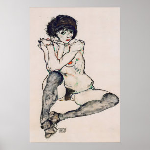 Egon Schiele Expressionismus Druck Sitzender Poster
