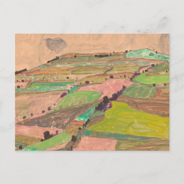 Egon Schiele - Feldlandschaft Postkarte (Vorderseite)